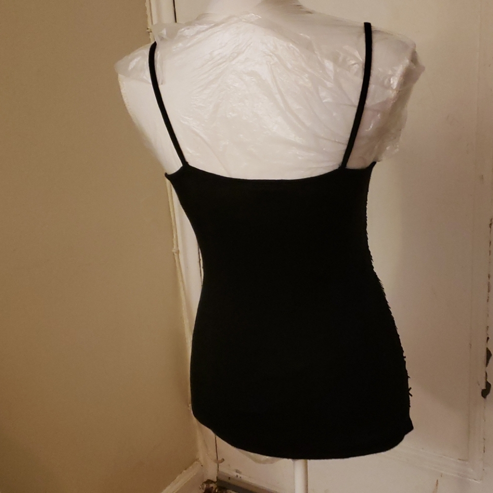 FOCUS Black Sequin Spaghetti Camisole SZ M - Picture 9 of 16